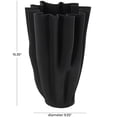 thumbnail image 3 of DecMode 15" Abstract Dimensional Ribbed Tulip Black Ceramic Vase with Angular Rim, 3 of 9