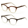 thumbnail image 2 of 2 Pairs Women Cateye 2 Tone Optical Frame Reading Glasses - Fashion Clear Lens Reader ZT106 +2.00, 2 of 5