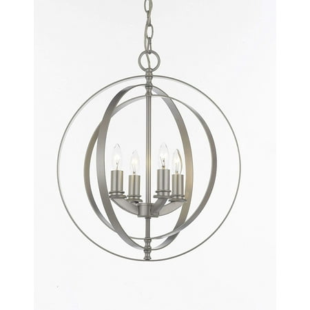 Eurofase Lighting Contemporary Chandelier - Contemporary Silver 4 Light Orb Chandelier Pendant Lighting