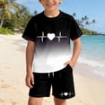 thumbnail image 5 of CUZIBR Toddler Gradient Letter Print Summer Outfit Sets O-Neck Short Sleeve T-Shirts Shorts Kids Girls Casual Two Piece Clothes Sets,Black1,11-12 Years, 5 of 5