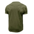 thumbnail image 4 of AHTJRT Men's Slim Fit Short Sleeve Henley Shirt with Stretchy Comfort for Casual Wear Army Green L, 4 of 4
