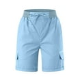 thumbnail image 4 of Quealent Casual Shorts For Women Cargo Summer Loose Hiking Bermuda With Pockets Pants (Light Blue,XXL), 4 of 4