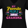 thumbnail image 4 of Inktastic My Favorite People Call Me Grandma with Flowers Women's Plus Size V-Neck T-Shirt, 4 of 5