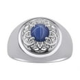 thumbnail image 1 of RYLOS Men's Rings Sterling Silver Designer Gypsy 7MM Round Gemstone & Diamond Ring Blue Star Sapphire September  Size 10, 1 of 6