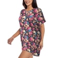thumbnail image 2 of Lsque Skull Blue Flower Women's Short-Sleeved Pajama Set - 2 Piece Soft and Lightweight Sleepwear Set-4X-Large, 2 of 9