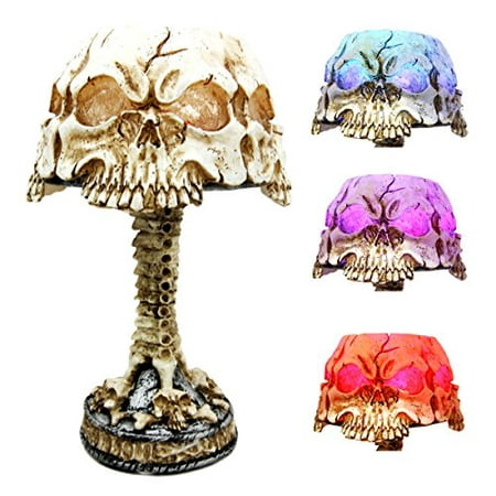 Fringe Mini Lamp - Day Of The Dead Ossuary Triad Skull Faces Mini LED Color Changing Table Lamp Figurine
