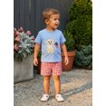 thumbnail image 6 of BemeyourBBs Toddler Baby Boy 4th of  July Outfit Newborn Baby Memorial Day Independent Day Outfit Patriot Dog Flag Embroidery Short Sleeve T-shirt with Plaid Shorts Set Baby Boys Summer Clothes, 6 of 9