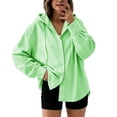 thumbnail image 3 of TaTaai Women's Striped Sun Protection Button Down Hoodie Long Sleeve Loose Shirt Jacket for Summer Beach, 3 of 5