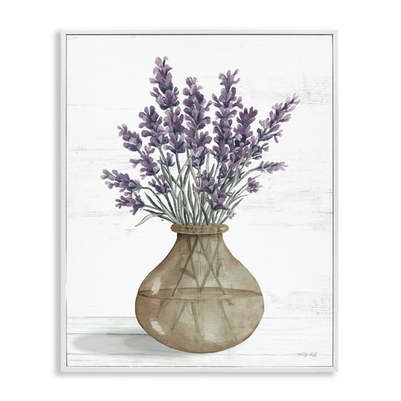 Stupell Industries Farmhouse Country Lavender Sprigs Vase White Framed Giclee Art, 11 x 14, by Cindy Jacobs