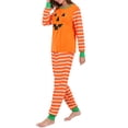thumbnail image 2 of Argulvti Ensemble de Pyjamas Assortis pour la Famille, Haut à Manches Longues à Col Rond à Rayures d'Halloween avec Imprimé Citrouille + Pantalon Long pour Parents et Enfants, 2 of 9