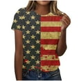 thumbnail image 5 of Cavosen USA Flag Shirts for Women Petite 4th of July Short Sleeve Round Neck Shirts American Flag Print Shirts Lady XL Red White and Blue Casual Tops Funny Patriotic Tunic Tees 2025 Patriotic Blouses, 5 of 5