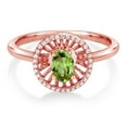 thumbnail image 2 of Gem Stone King 18K Rose Gold Plated Silver Green Peridot Ring for Women (0.98 Cttw, Oval 6X4MM, Gemstone August Birthstone, Size 8), 2 of 3