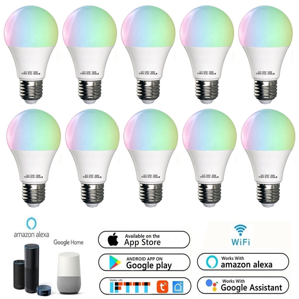 10W LED Light Bulb for Amazon Alexa/Google Home App Control Smart Wifi RGB A21 