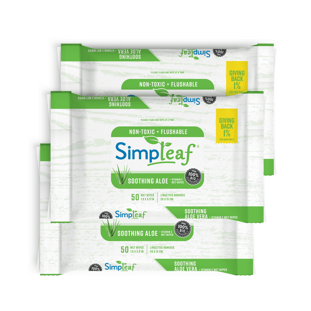 Simpleaf Flushable Wet Wipes Eco Friendly, Paraben & Alcohol Free