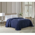 thumbnail image 4 of Beatrice Home Fashions Medallion Chenille Bedspread, Twin, Navy, 4 of 5