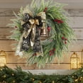 thumbnail image 6 of Kumdkd Christmas Linen Bow Wreath - Plastic Grapevine Wreath, 18" Front Door Ornament, Festive Window Decoration, 6 of 6