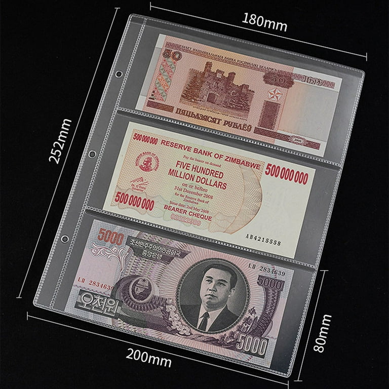 Graded Banknote Album by Banknote World, 3 Ring Binder (Sleeves sold  separately) Dimensions: 11.5 L x 2.5 W x 13 H