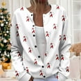 thumbnail image 2 of Womens Christmas Sweaters Plus Size Long Sleeve Button Down Knit Sweater Jacket Reindeer Print Winter Xmas Open Front Holiday Christmas Sweaters for Women White L, 2 of 5