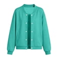 thumbnail image 7 of XRoczxe 4‑15 Years Old Kids Bomber Jacket, Boys Girls Solid Color Button‑Down Sweatshirt Jacket, Long‑Sleeve Casual Outerwear With Pockets, 7 of 7