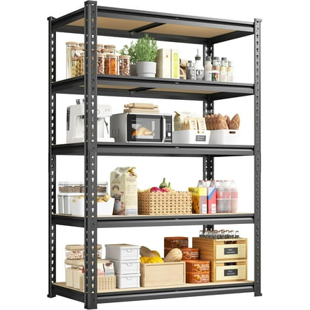 Metal Shelving,72.06" H x 35.55" W x 11.81" D Shelves for Pantry | Interlock,Adjustable,Detachable,Easy Assembly,Tip-resistant,Rust-proof,Rolled-edge,Floor protection,5 Tier,5MM MDF,1980LBS