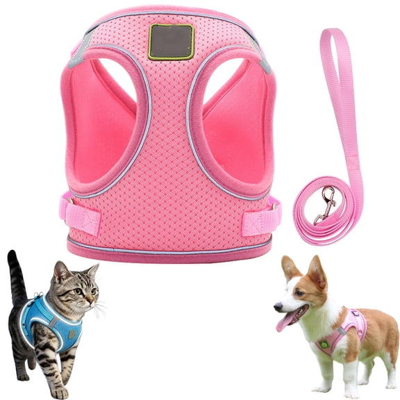 Cat Harness and Leash Set, Escape Proof Step-In Vest with Reflective Strip, Breathable Adjustable for Small Medium Large Cats