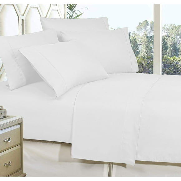 celine Linen Best, Softest, coziest Bed Sheets Ever 1800 Thread count Egyptian Quality Wrinkle-Resistant 4-Piece Sheet Set with Deep Pockets, King White