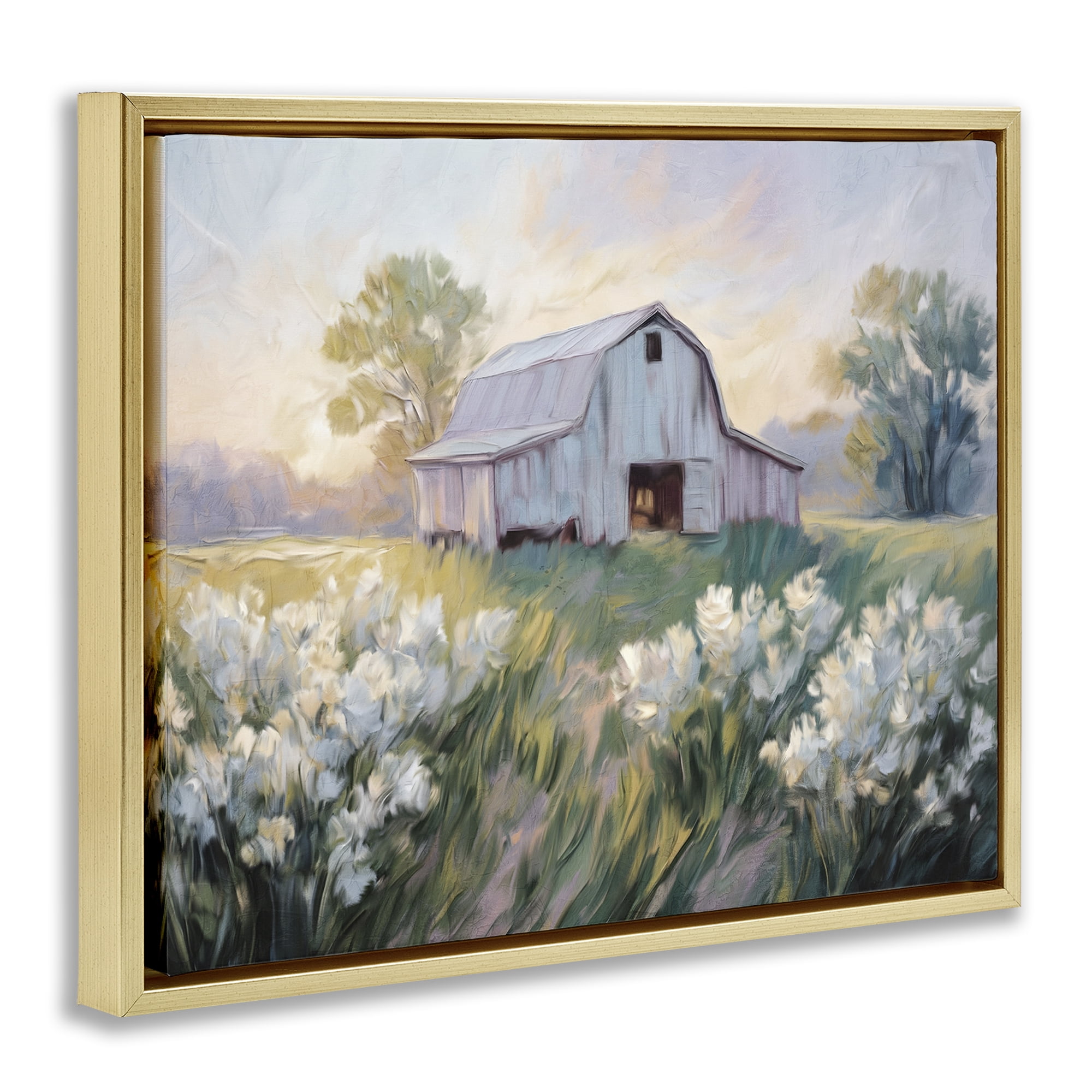 Stupell Industries Secluded Barn Landscape Gold Framed Floater Canvas Wall Art, design by Kim Allen