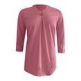 thumbnail image 5 of Daznico Women's Notch V-Neck 3/4 Sleeve Blouse, Flowy Casual Top with Metal Ring Detail,L, 5 of 5