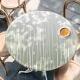 thumbnail image 2 of Sage Green Round Tablecloth, Fitted Table Cover with Elastic for 36"-44" Round Tables, Floral Stripe Gradient Simple Branch Texture Table Cloth Outdoor Indoor Dinning Party Waterproof Tablecloths, 2 of 7