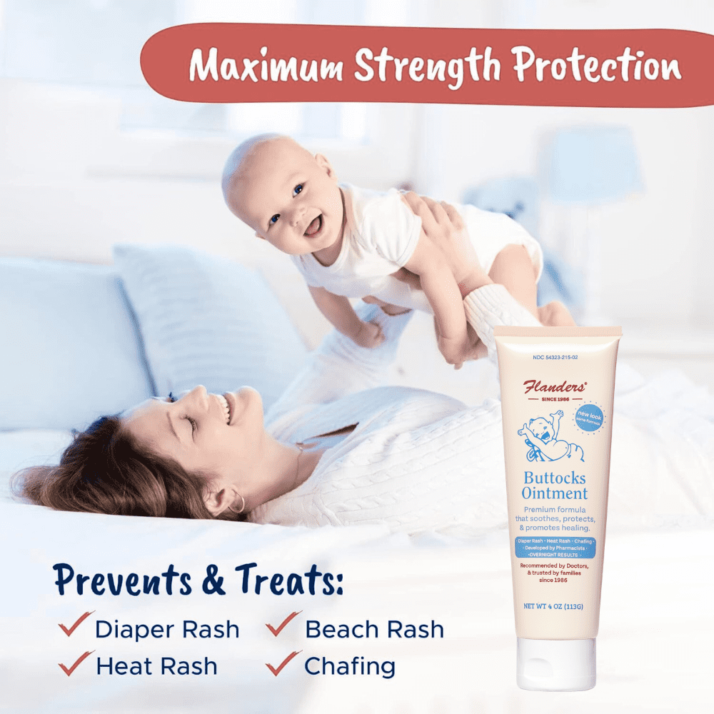 Flanders Buttocks Ointment Diaper Rash, Heat Rash and Chafing Ointment (2 Pack)