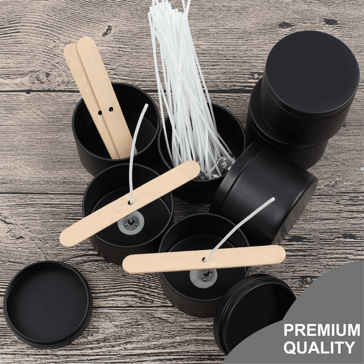 24Pcs Black Candle Tins, 4Oz Empty Candle Tin with Lids for DIY Candles Making, Matte Full Candle Jars for Candle Making