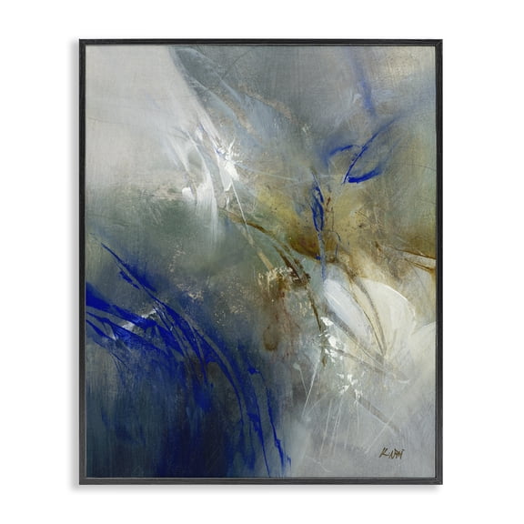 Stupell Industries Contemporary Blue & Neutrals Distortion Black Framed Giclee Art, 11 x 14, by K. Nari