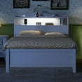 thumbnail image 3 of Full Size Wooden LED Platform Bed with Trundle, Storage Headboard & Under-Bed Drawers, Built-In Night Light & USB Charging, White Finish, 3 of 9