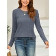 thumbnail image 3 of Fancyglim Crewneck Sweaters for Women Plus Size Lightweight Long Sleeve Shirts Casual Loose Tunic Tops Navy 3XL, 3 of 8