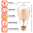 thumbnail image 3 of GoodBulb 40 Watt Equal – 5 Watt Clear Amber Finish Edison Led – 90+ High CRI - 400 Lumens & 2200 Kelvin Golden Glow E26 Base Led - 5 Year Warranty (Pack of 4), 3 of 4