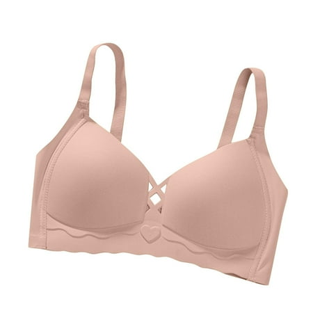 Gnurob Women s Wireless Bra  Sexy Push Up Bralettes Adjustable Straps Brassiere Beauty Back Smoothing Bralette Comfort Revolution Full-Coverage Wirefree Bras for Women Clearance Saving Beige Medium