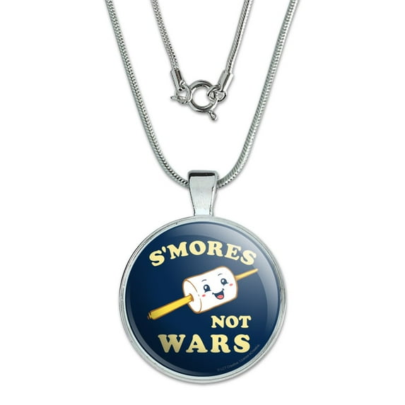 S'Mores Not Wars Funny Humor 1" Pendant with Sterling Silver Plated Chain