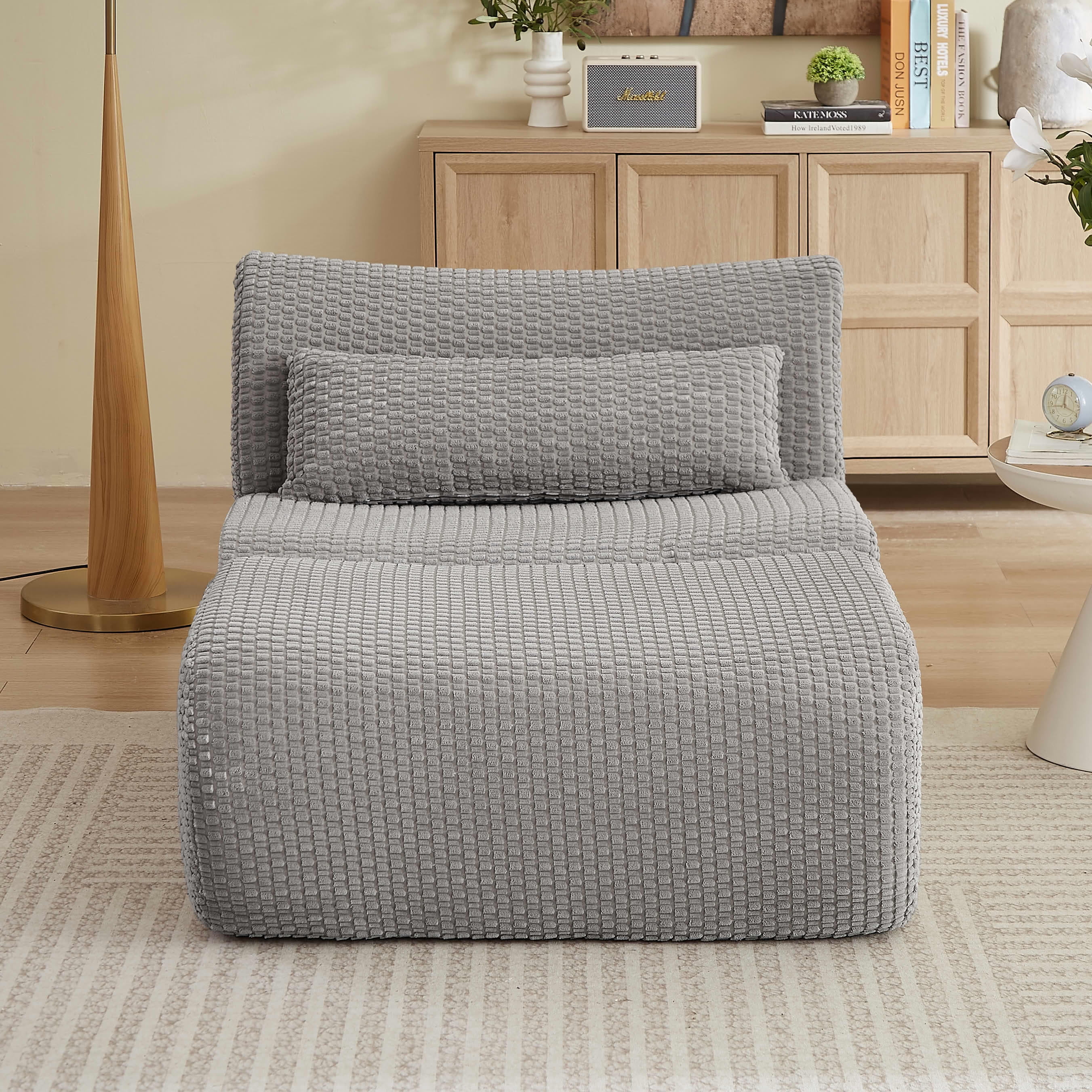 MAYEERTY Minimalist Corduroy Cloud Loveseat Sofa, Boneless Sectional Couch, No Assembly for Living Room