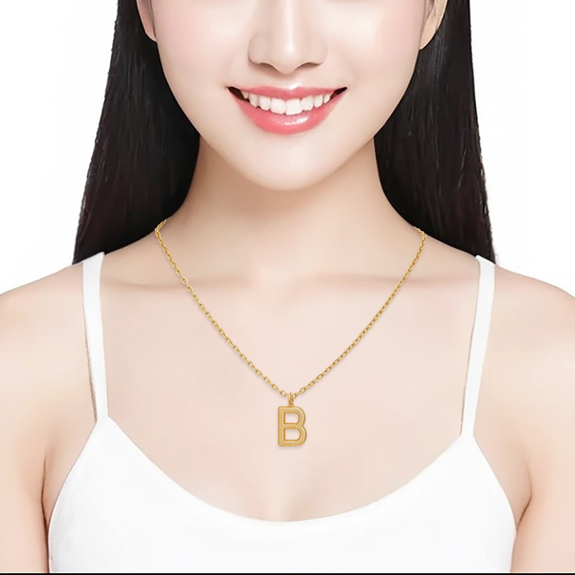 Time and Tru Women's Goldtone Initial B Necklace with Giftable Pouch