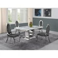 thumbnail image 2 of White Marble 5 piece Dining Set with Silver Stainless Steel Base, 2 of 4