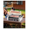 thumbnail image 2 of Hot Dog Roller 12 Capacity, Stainless Steel Sausage Grill Cooker - 750W Commercial Machine with Temp Control, Cover & Oil Tray, 2 of 9