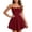 Wine, variant on Women's Chiffon Corset Mini Dress, Spaghetti Strap Ruched Bust Flared Skater Dress for Party & Events, 1PC, XS-XL