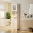 Aiho 67.1 " Bathroom Storage Cabinet with Acrylic Doors & Open Shelves ...