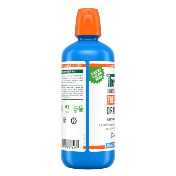 6 Pack - TheraBreath Fresh Breath Mouthwash, Icy Mint, Alcohol-Free, 1 Liter (33.8 fl oz)