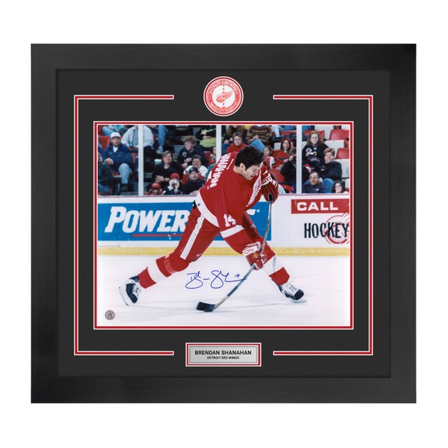 Brendan Shanahan Autographié Detroit Rouge Wings Centre Ice Logo 28x30 Cadre