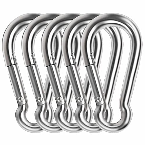 Heavy Duty Carabiner Clip,4inch 304 Stainless Steel Snap Hooks 5pcs Large Carbineers for Hammock,Swing,Gym,etc Capacity 880 lb