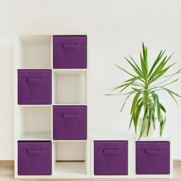 ShellKingdom Collapsible Fabric Cube Storage Bins (10.5" x 10.5"), 6 pack, Purple