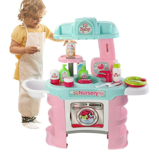 Kitchen Playset for Kids, Babysitter Pretend Role Play Nursery Set for