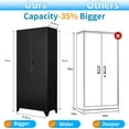 thumbnail image 3 of 75" Metal Storage Cabinet, Tool Cabinets with Hooks, Garage Storage Cabinet with Lock, Heavy-Duty Tool Cabinet for Utility Room, Gym, Basement, Broom Closet Cabinet, Black, 3 of 14