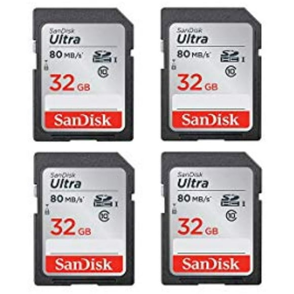 SanDisk Ultra 32GB Class 10 SDHC UHS-I Memory Card Up to 80MB, 4 Pack (Card)